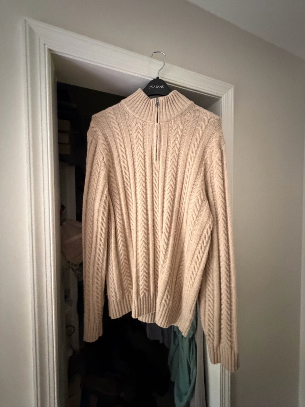 J. Crew Cream Cable Zip Turtleneck Pullover